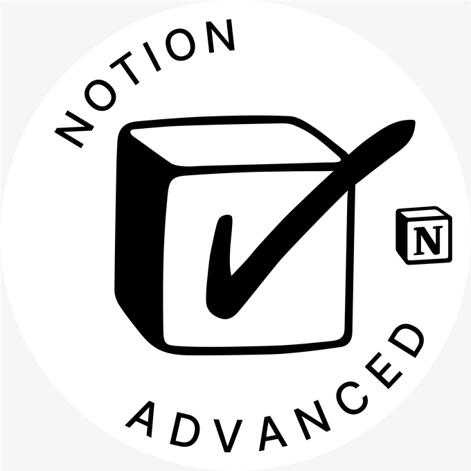 Badge certifying a advanced understanding of Notion for team collaboration