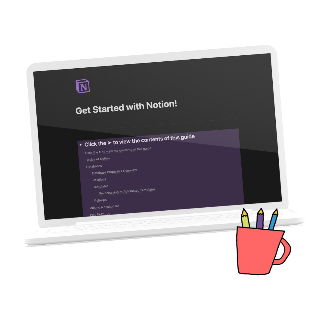 An image of the Notion guide on a laptop screen