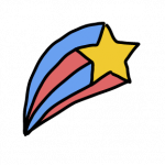 a shooting star icon with blue and pink tails