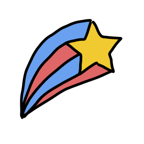 a shooting star icon with blue and pink tails